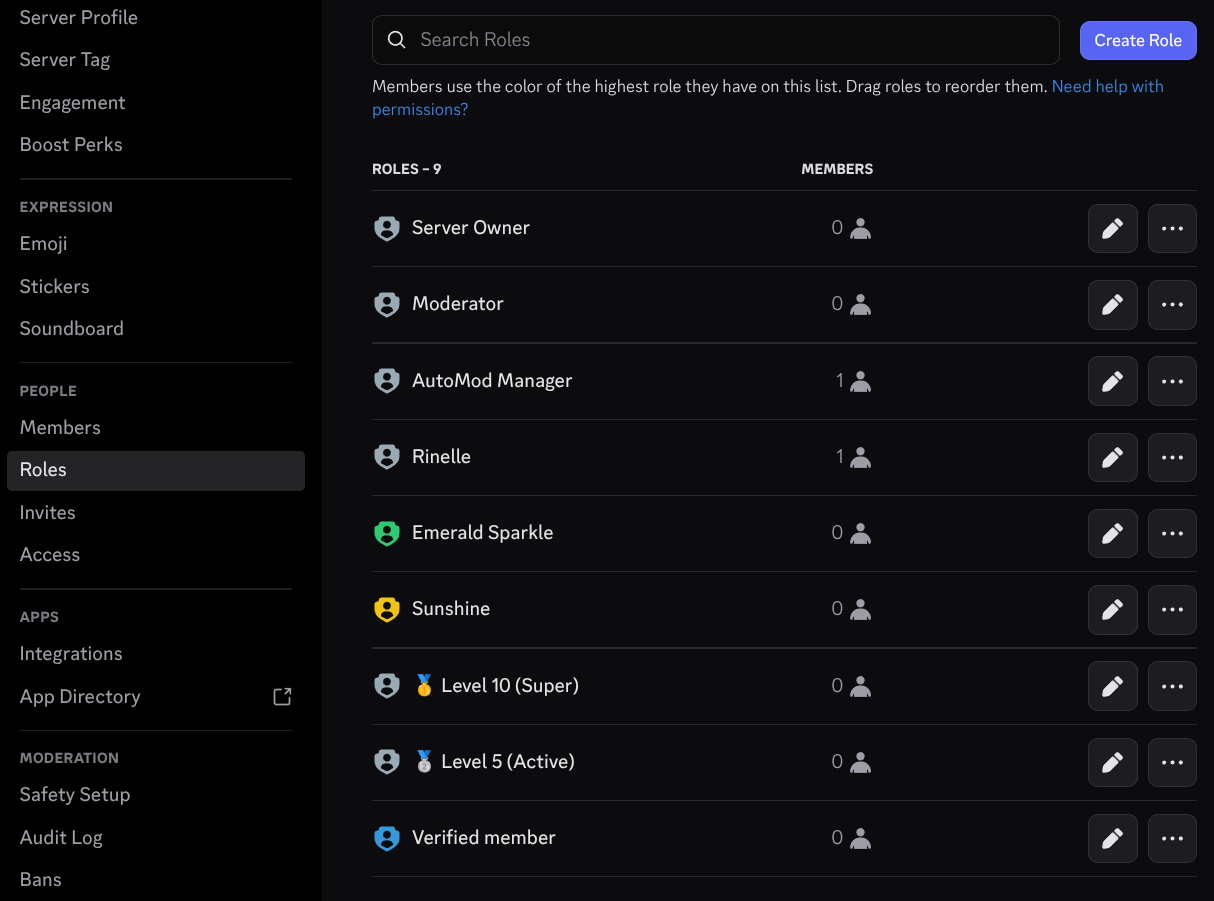 Example server role hierarchy